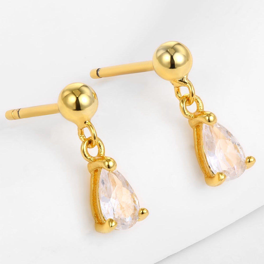 Pendientes de Aleación Bañado en Oro con Cristal Emporia® Blanco 1 