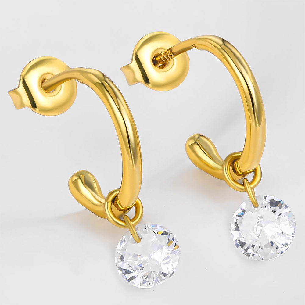Pendientes de Aleación Bañado en Oro con Cristal Emporia® Blanco 1 