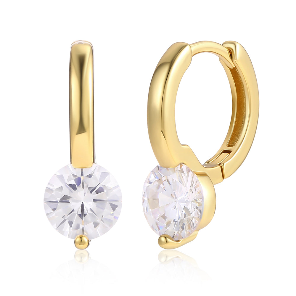 Pendientes de Aleación Bañado en Oro con Cristal Emporia® Blanco