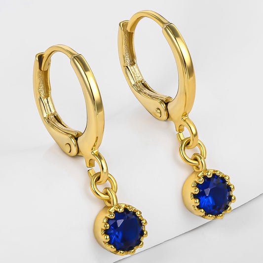 Pendientes de Aleación Bañado en Oro con Cristal Emporia® Azul