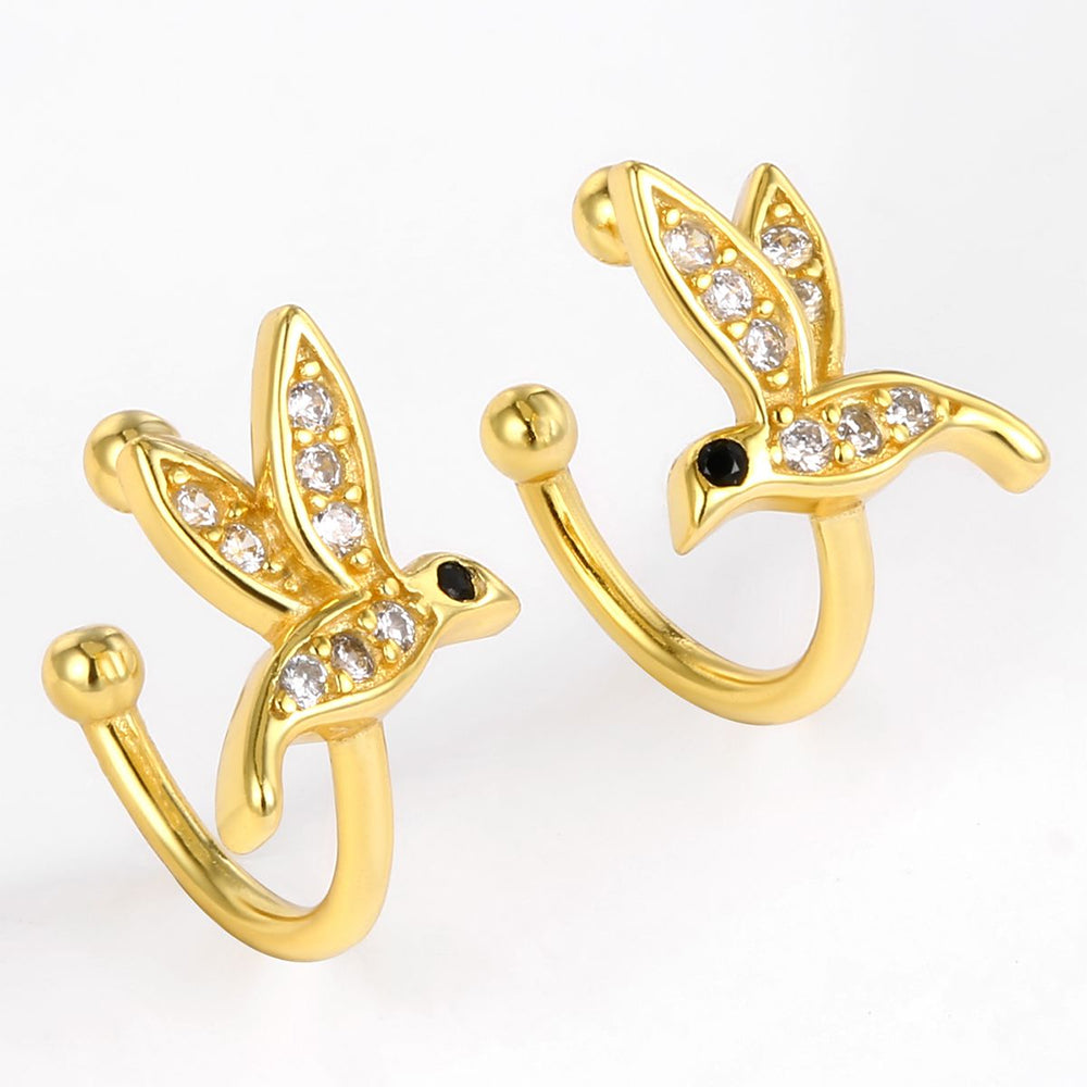 Pendientes de Aleación Bañado en Oro con Cristal Emporia® Blanco y Cristal Emporia® Negro 1 