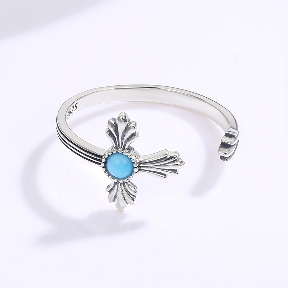 Anillo de Aleación Bañado en Oro con Cristal Emporia® Azul