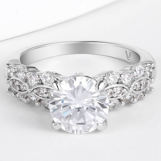 Anillo de Aleación Bañado en Oro con Cristal Emporia® Blanco