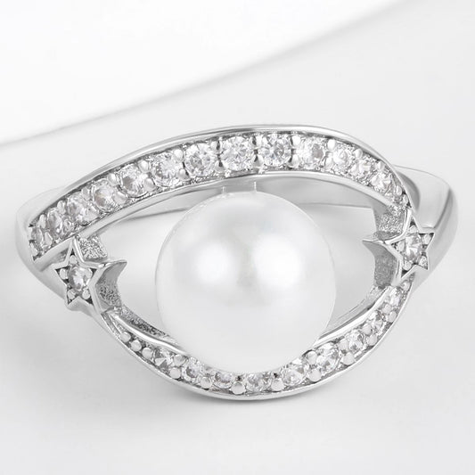 Anillo de Aleación Bañado en Oro con Cristal Emporia® Blanco