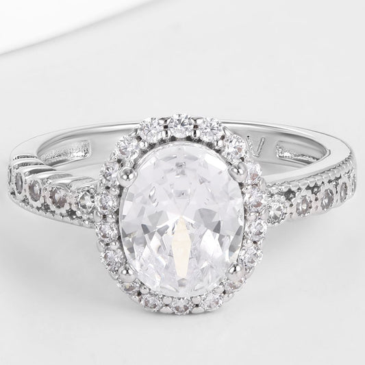 Anillo de Aleación Bañado en Oro con Cristal Emporia® Blanco