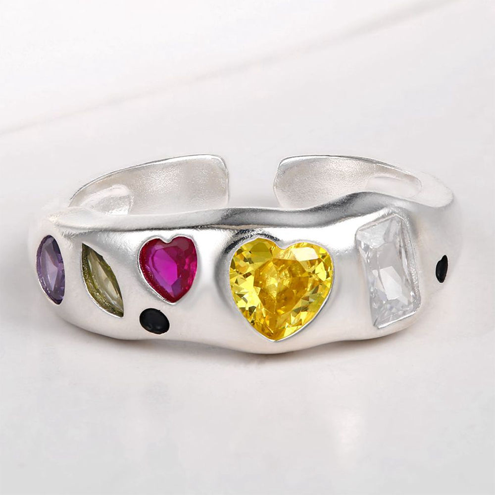 Anillo de Aleación Bañado en Oro con Cristal Emporia® Rojo y Cristal Emporia® Amarillo