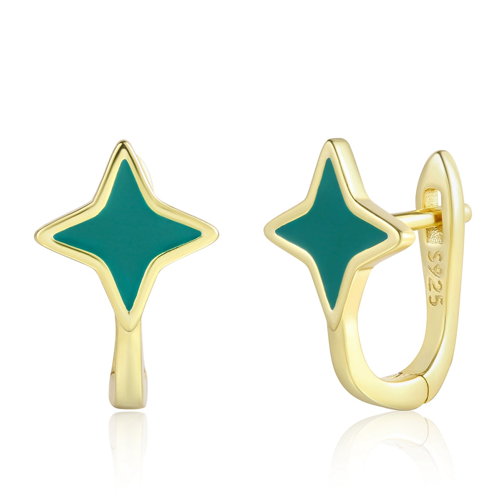 Pendientes de Aleación Bañado en Oro con Cristal Emporia® Verde 1 