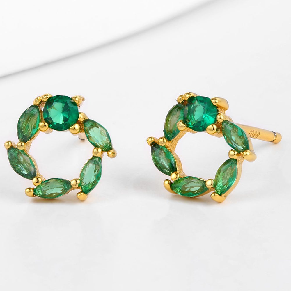 Pendientes de Aleación Bañado en Oro con Cristal Emporia® Verde 1 