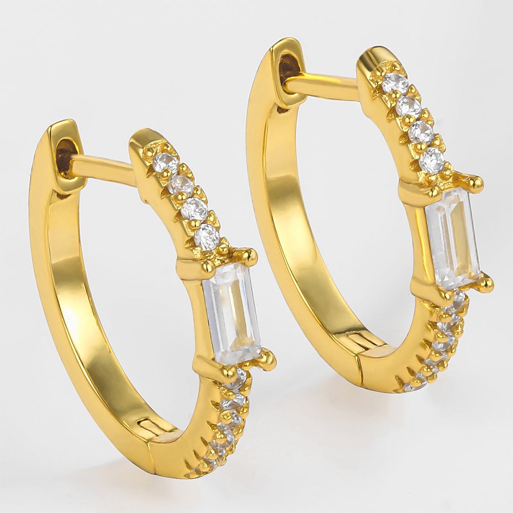 Pendientes de Aleación Bañado en Oro con Cristal Emporia® Blanco 1 