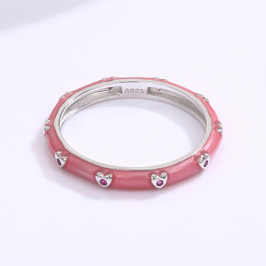 Anillo de Aleación Bañado en Oro con Cristal Emporia® Blanco y Esmalte