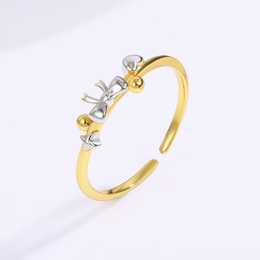Anillo de Aleación Bañado en Oro con Cristal Emporia® Blanco