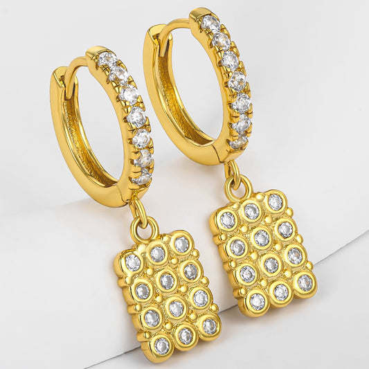 Pendientes de Aleación Bañado en Oro con Cristal Emporia® Blanco