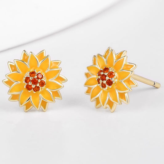 Pendientes de Aleación Bañado en Oro con Cristal Emporia® Rojo y Esmalte