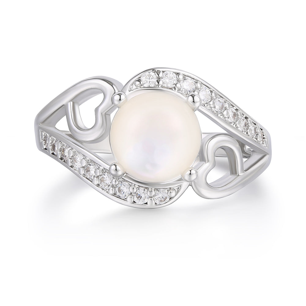 Anillo de Aleación Bañado en Oro con Cristal Emporia® Blanco y Esmalte 1 