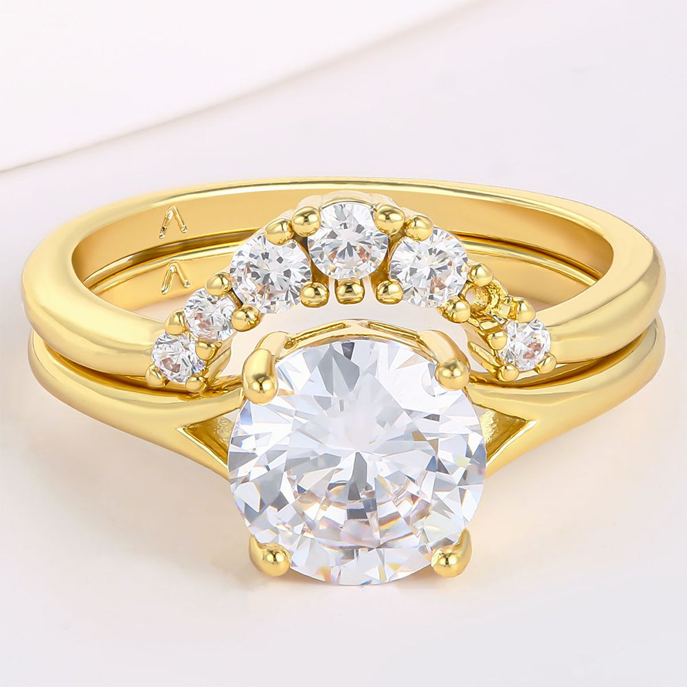 Anillo de Aleación Bañado en Oro con Cristal Emporia® Blanco