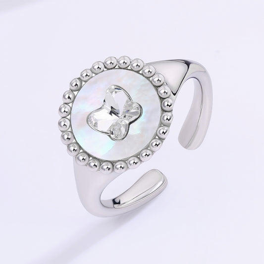 Anillo de Aleación Bañado en Oro con Cristal Emporia® Blanco