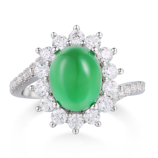 Anillo de Aleación Bañado en Oro con Cristal Emporia® Verde y Cristal Emporia® Blanco