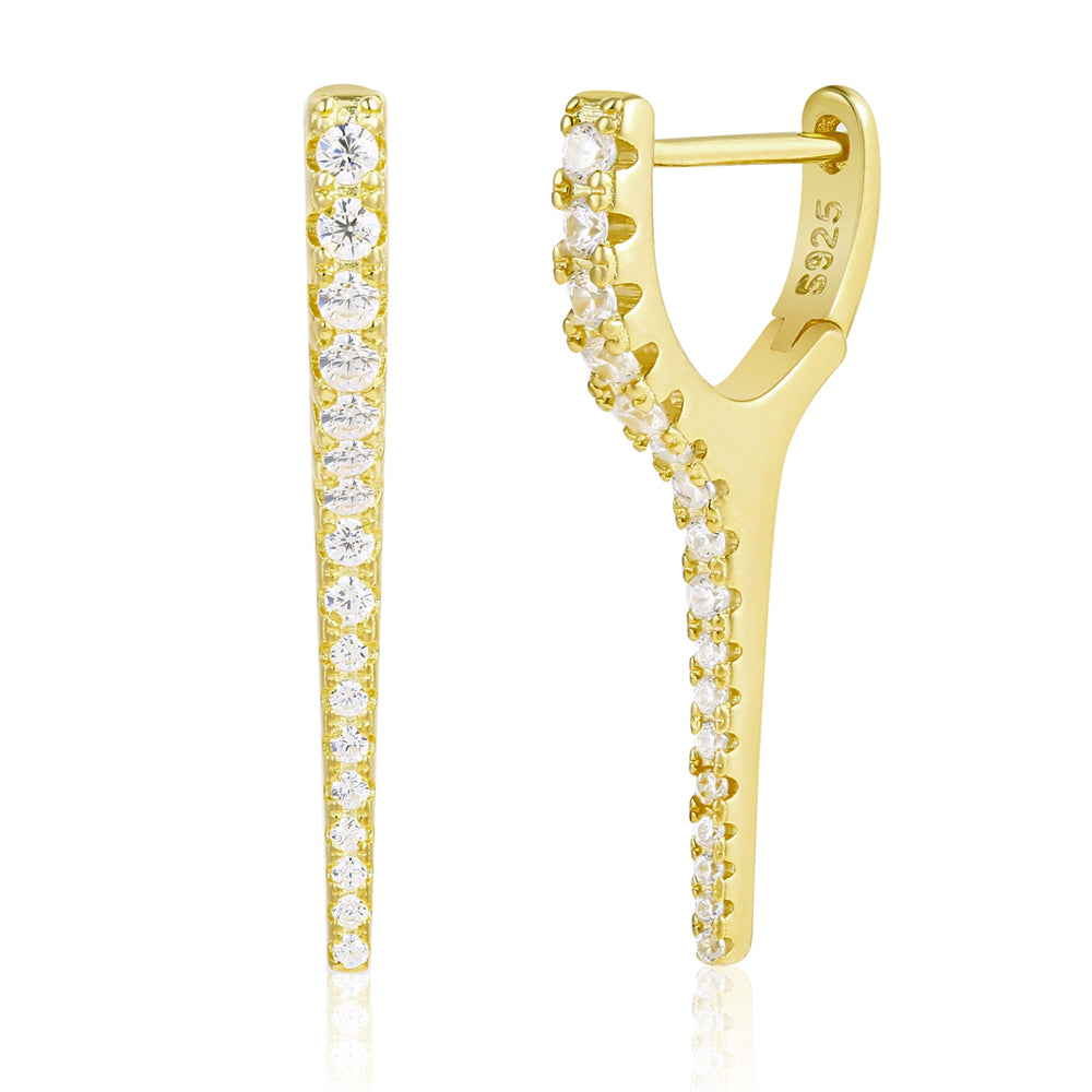 Pendientes de Aleación Bañado en Oro con Cristal Emporia® Blanco