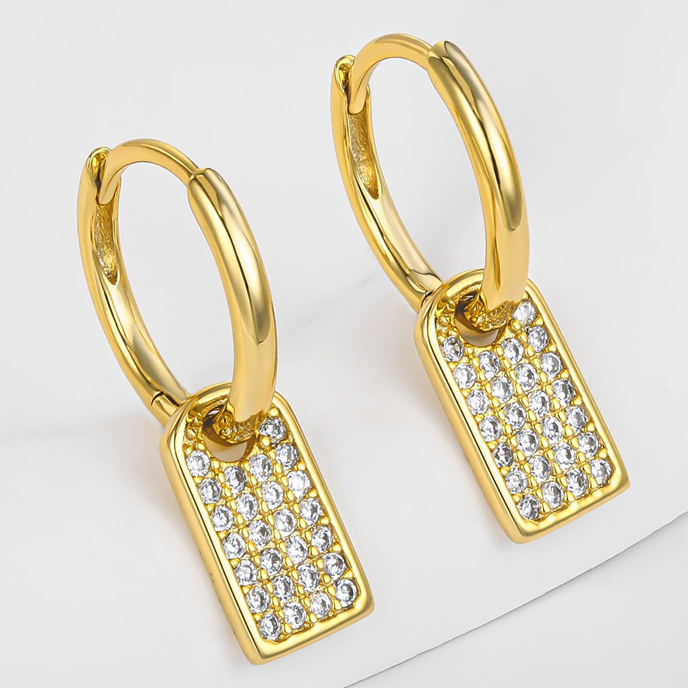 Pendientes de Aleación Bañado en Oro con Cristal Emporia® Blanco 1 