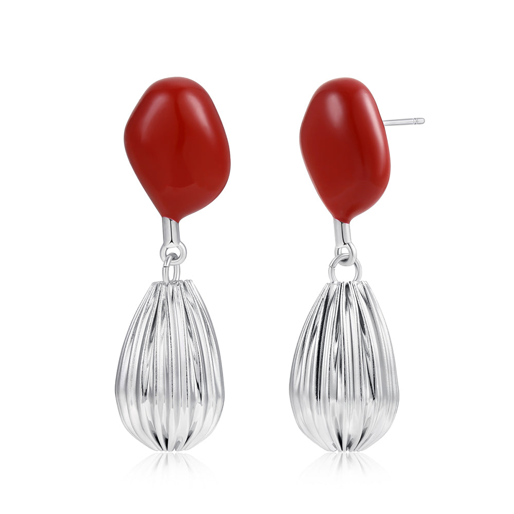 Pendientes de Aleación Bañado en Oro con Cristal Emporia® Blanco y Cristal Emporia® Rojo