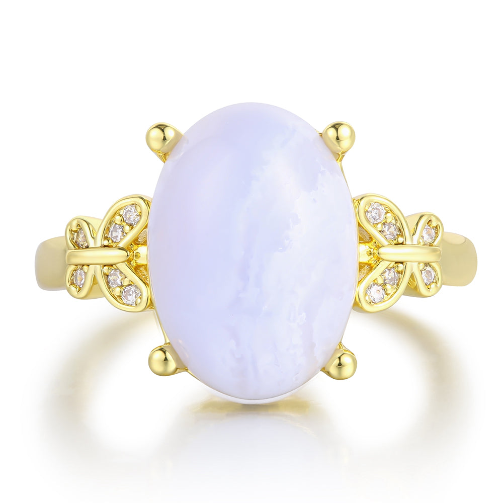 Anillo de Aleación Bañado en Oro con Cristal Emporia® Blanco 1 