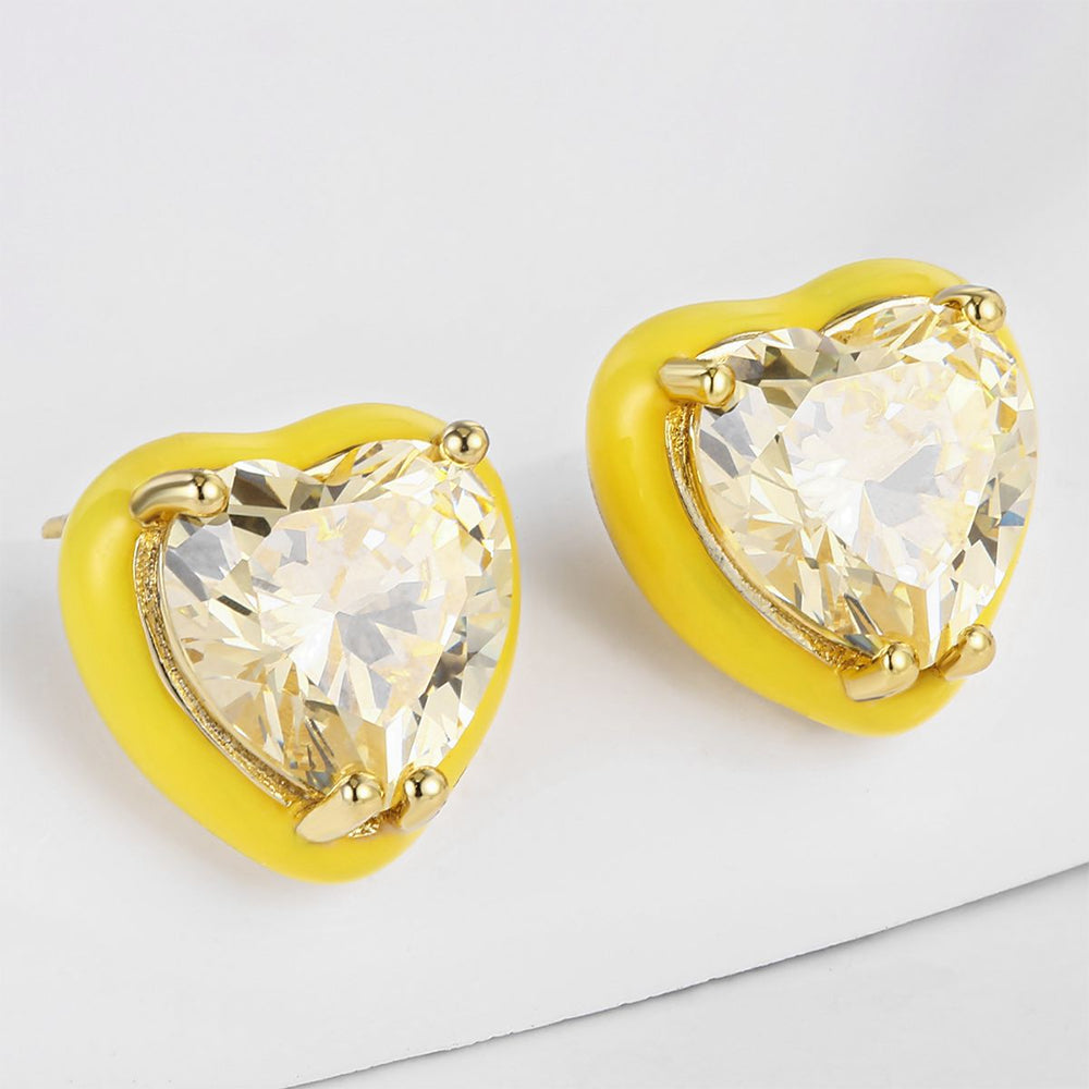 Pendientes de Aleación Bañado en Oro con Cristal Emporia® Amarillo 1 