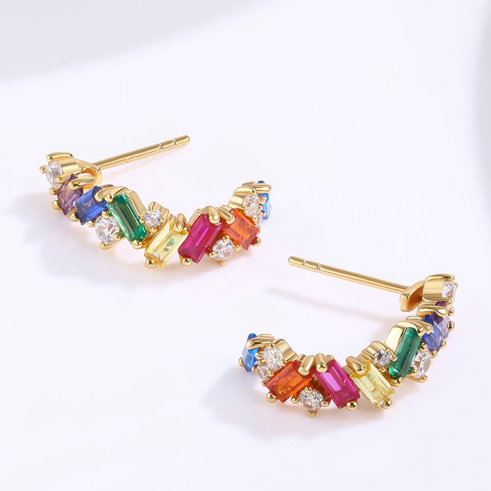 Pendientes de Aleación Bañado en Oro con Cristal Emporia® Rojo y Cristal Emporia® Verde