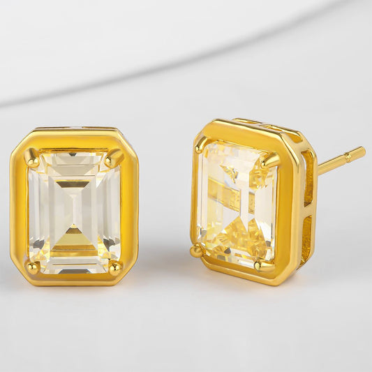 Pendientes de Aleación Bañado en Oro con Cristal Emporia® Blanco