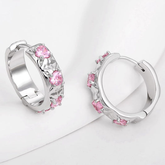 Pendientes de Aleación Bañado en Oro con Cristal Emporia® Blanco y Cristal Emporia® Rosa