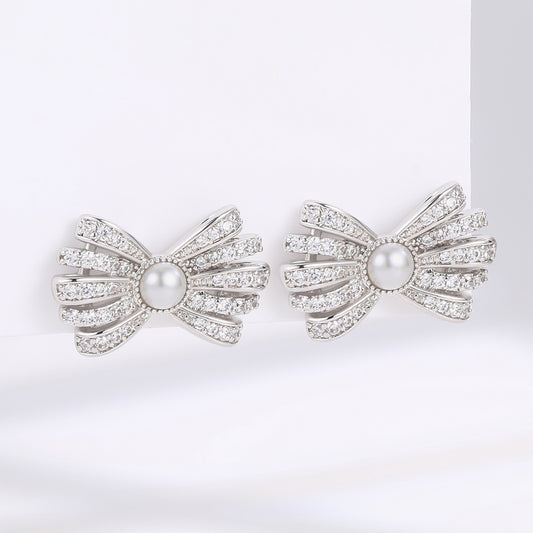 Pendientes de Aleación Bañado en Oro con Cristal Emporia® Blanco