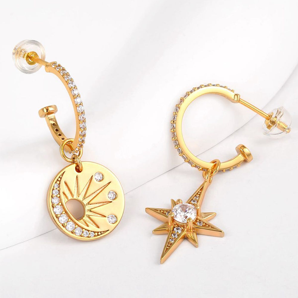 Pendientes de Aleación Bañado en Oro con Cristal Emporia® Blanco