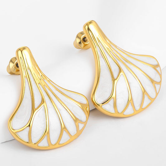 Pendientes de Aleación Bañado en Oro con Esmalte