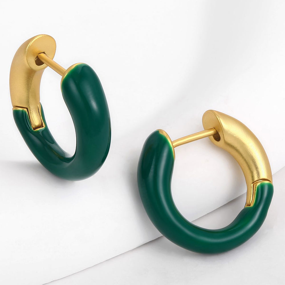 Pendientes de Aleación Bañado en Oro con Cristal Emporia® Verde 1 