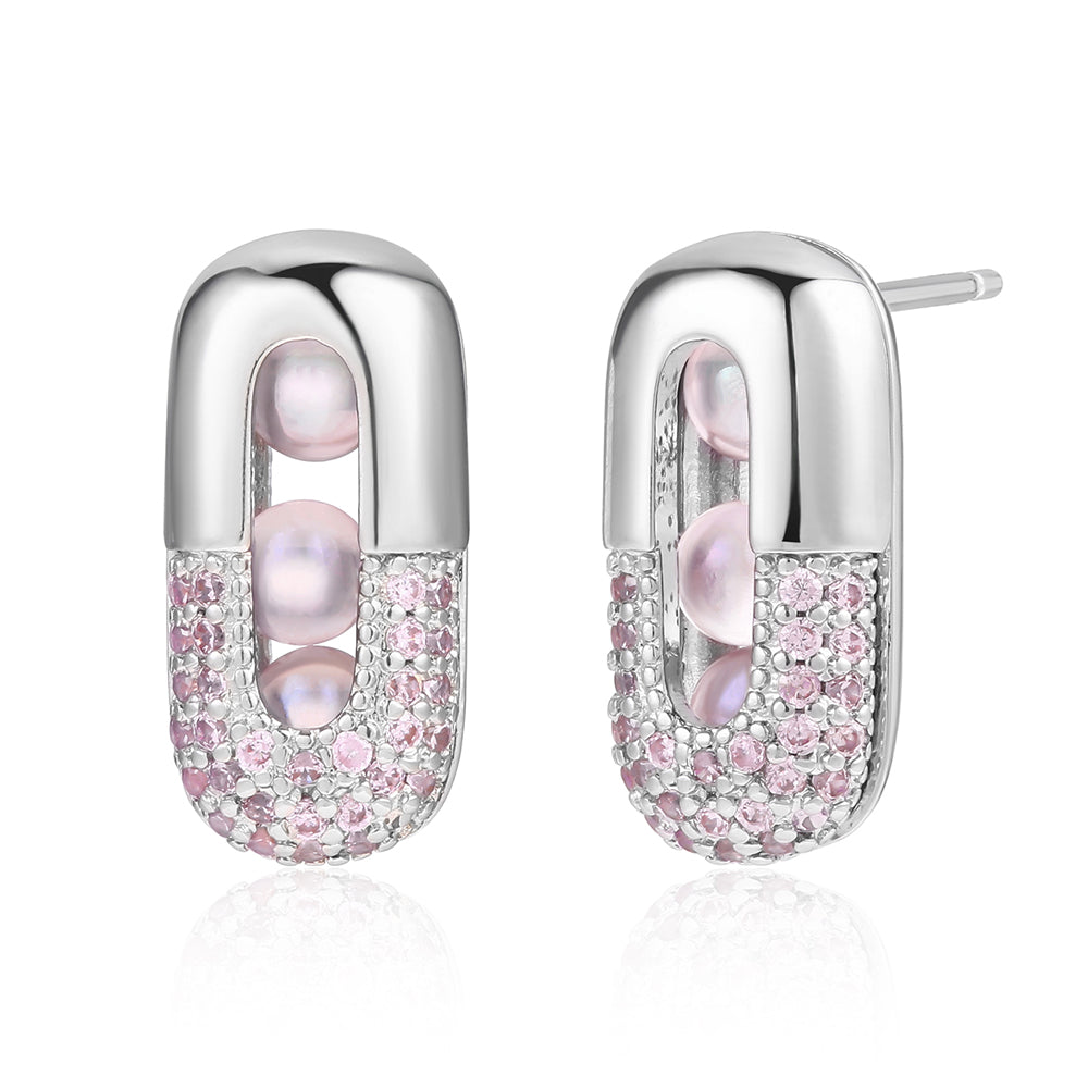 Pendientes de Aleación Bañado en Oro con Cristal Emporia® Rosa 1 
