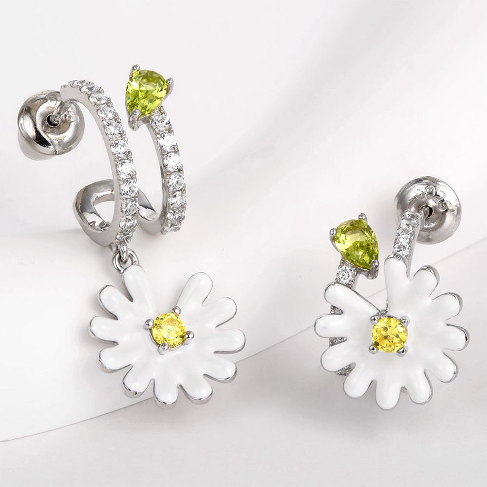 Pendientes de Aleación Bañado en Oro con Cristal Emporia® Blanco y Cristal Emporia® Amarillo