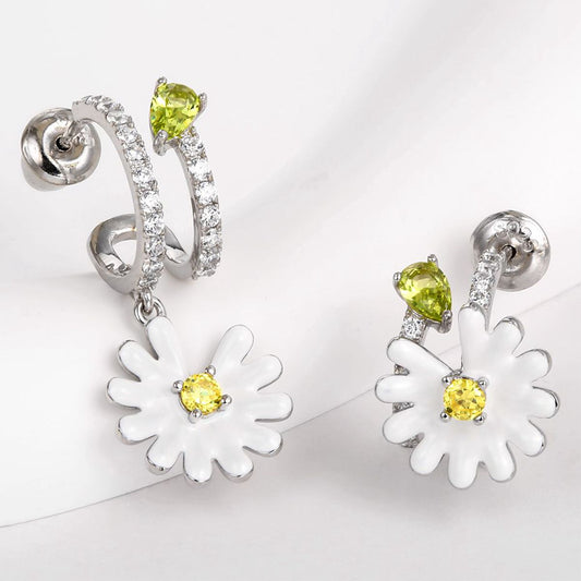 Pendientes de Aleación Bañado en Oro con Cristal Emporia® Blanco y Cristal Emporia® Amarillo