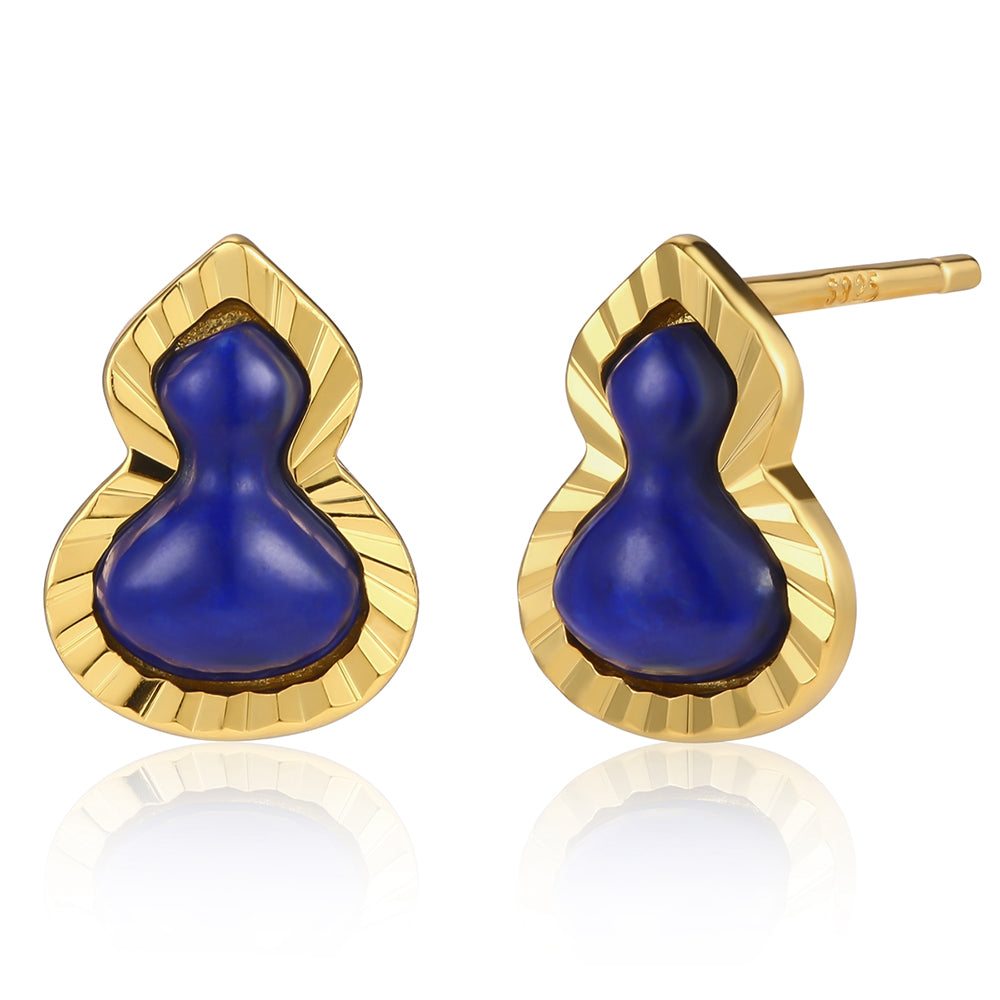 Pendientes de Aleación Bañado en Oro con Cristal Emporia® Azul 1 