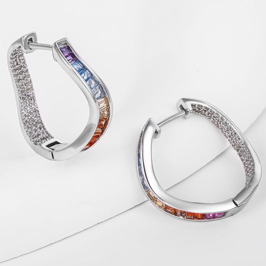 Pendientes de Aleación Bañado en Oro con Cristal Emporia® Azul y Cristal Emporia® Rojo