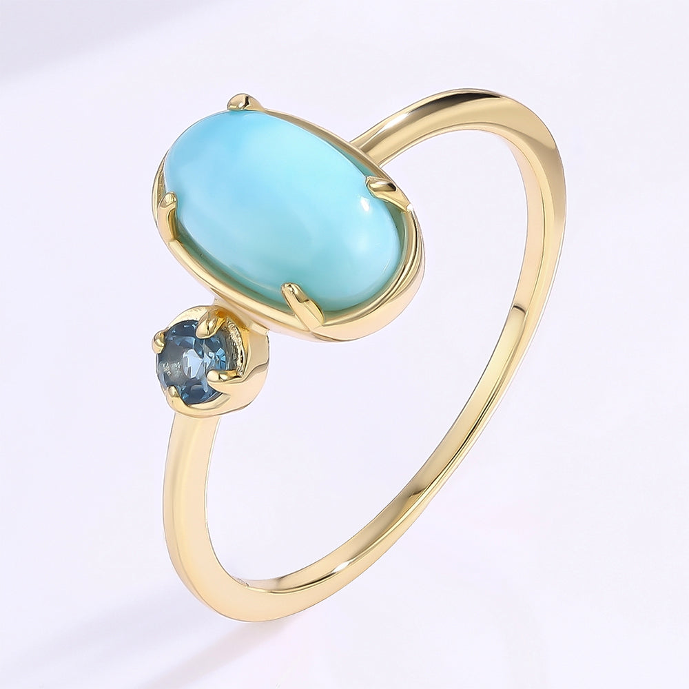 Anillo de Aleación Bañado en Oro con Cristal Emporia® Azul 1 