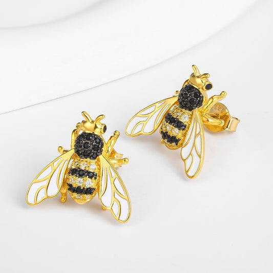 Pendientes de Aleación Bañado en Oro con Cristal Emporia® Blanco y Cristal Emporia® Negro