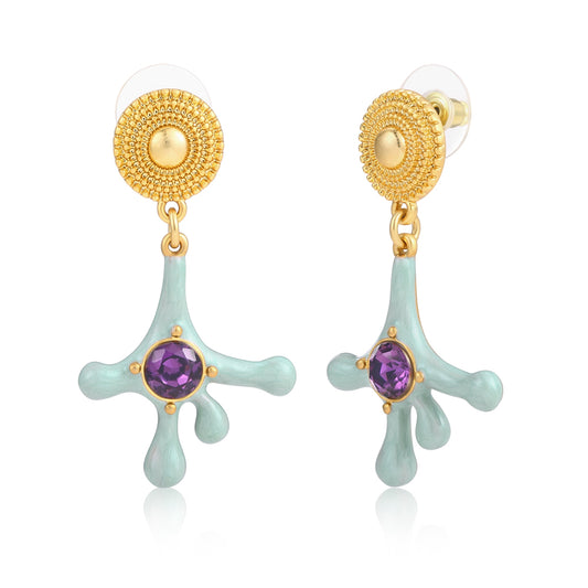 Pendientes de Aleación Bañado en Oro con Cristal Emporia® Púrpura y Esmalte