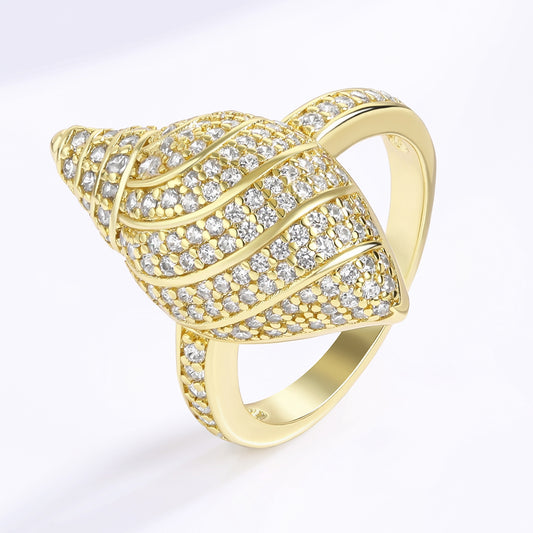 Anillo de Aleación Bañado en Oro con Cristal Emporia® Blanco