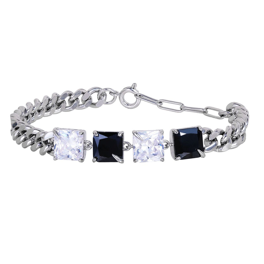 Pulsera de Aleación Bañado en Oro con Cristal Emporia® Blanco y Cristal Emporia® Negro 1 