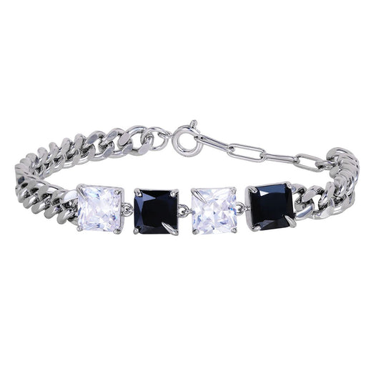 Pulsera de Aleación Bañado en Oro con Cristal Emporia® Blanco y Cristal Emporia® Negro