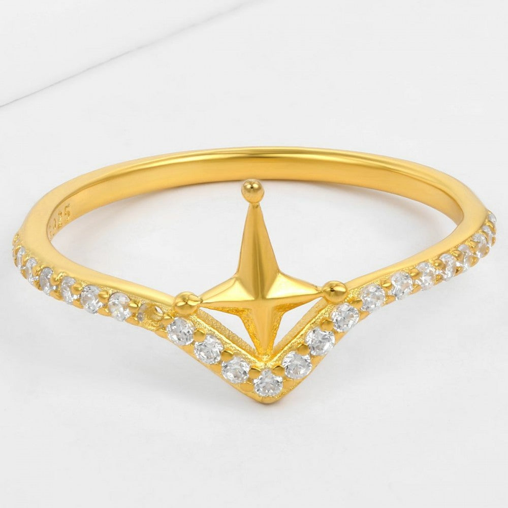 Anillo de Aleación Bañado en Oro con Cristal Emporia® Blanco 1 