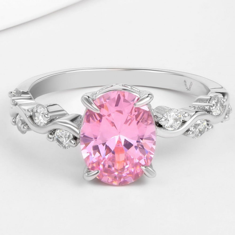 Anillo de Aleación Bañado en Oro con Cristal Emporia® Rosa