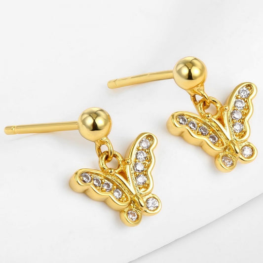 Pendientes de Aleación Bañado en Oro con Cristal Emporia® Blanco