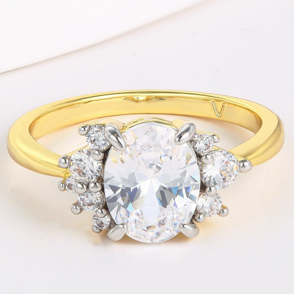 Anillo de Aleación Bañado en Oro con Cristal Emporia® Blanco