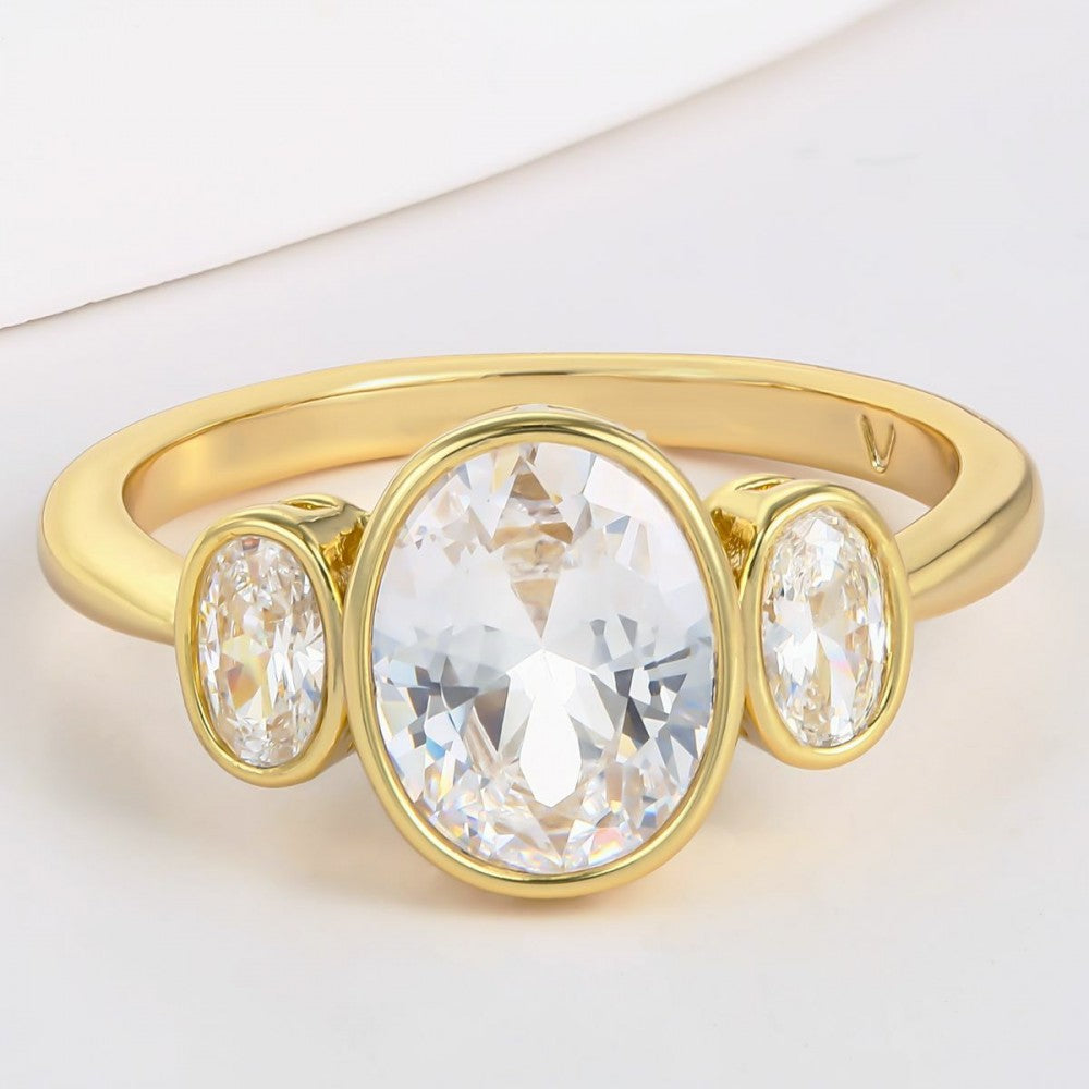 Anillo de Aleación Bañado en Oro con Cristal Emporia® Blanco 1 