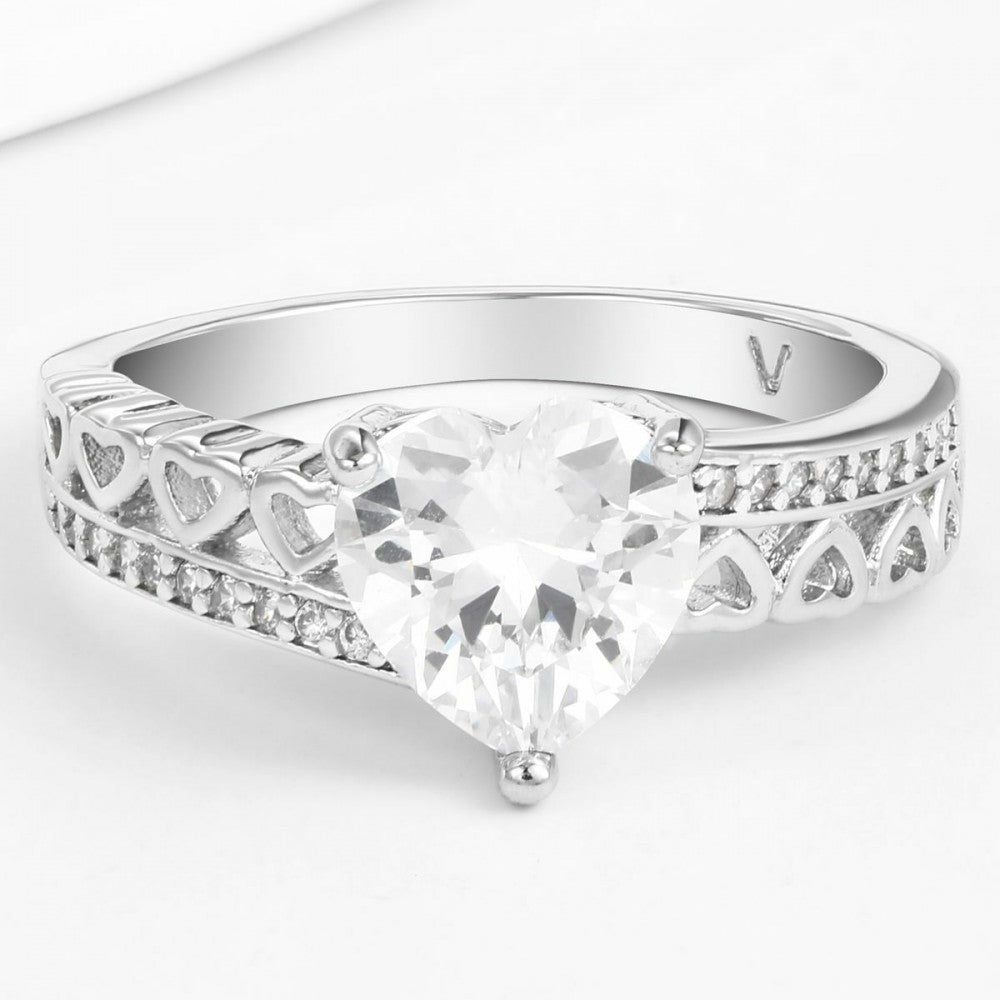 Anillo de Aleación Bañado en Oro con Cristal Emporia® Blanco
